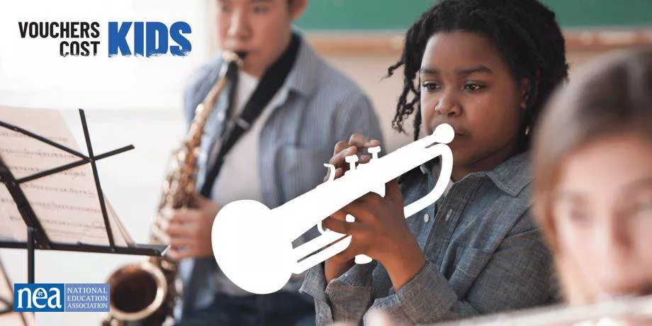 boy playing a missing trumpet