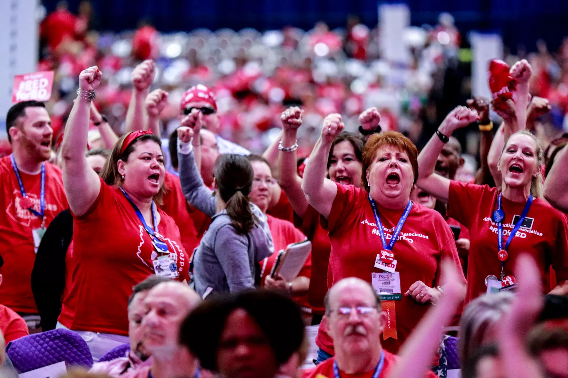 NEA Members rally Red For Ed at the RA