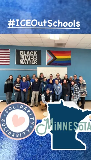 Central Vermont EA members standing in solidarity