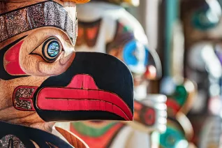 Alaska totem pole carving art sculture