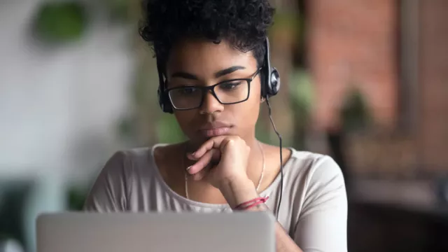 high school student on computer