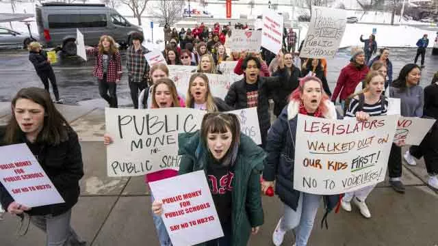 A march against vouchers in utah
